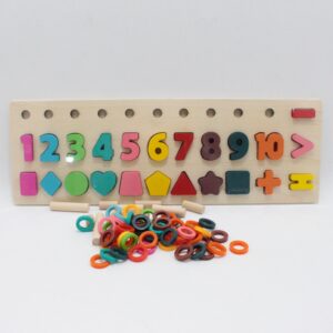 didactico en madera numeros,figuras y a
