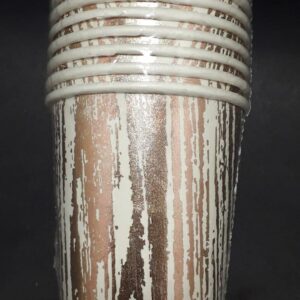 VASO X 10 BLANCO DORADO RAYAS 7 ONZ