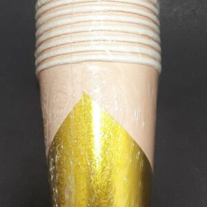 VASO  X 10   ROSADO Y  DORADO  7- ONZ