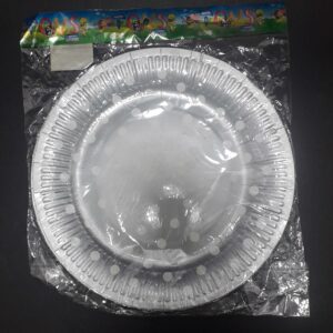 PLATO CARTON PLATEADO PUNTOS MATE BOLSA