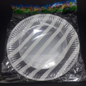 PLATO CARTON RAYAS PLATEADO 18CM X 10