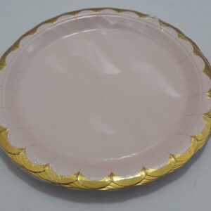 PLATO PALO DE ROSA BORDE DORADO 23 CM