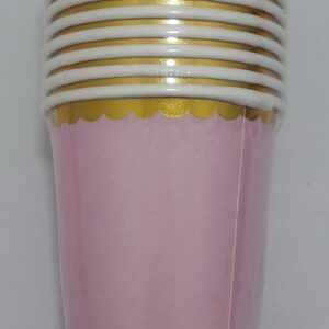 VASO ROSADO CON BORDE DORADO x 10 7 ONZ