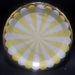 PLATO AMARILLO CLARITO Y BLANCO BORDE D