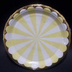PLATO BLANCO Y AMARILLO BORDE DORADOS