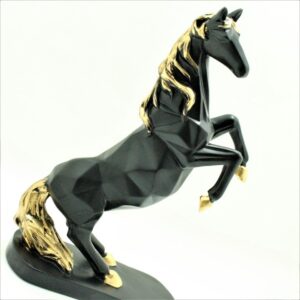 Caballo decorativo Negro con Dorado