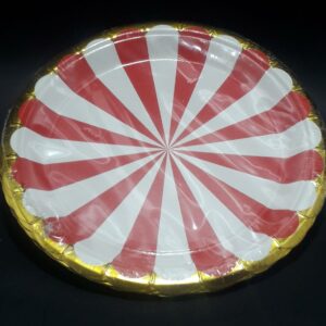 PLATO BLANCO Y ROJO  BORDE DORADOS 18CM