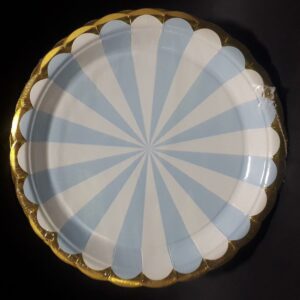 PLATO BLANCO Y AZUL  BORDE DORADOS 18CM