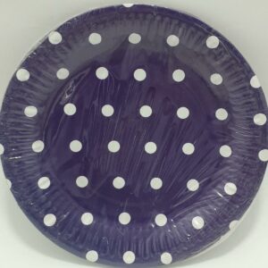 PLATO MORADO PUNTOS BLANCOS 18CM X 10 U