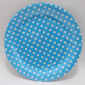 PLATO AZUL CLARITO PUNTOS BLANCOS 23CM