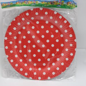 PLATO CARTON ROJO PUNTOS BLACOS BOLSA 2