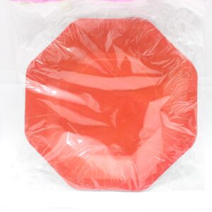 PLATO HEXAGONAL ROJO 23 CM X 10 UNIDA