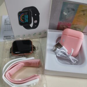 audifono i12 + reloj y68 rosa