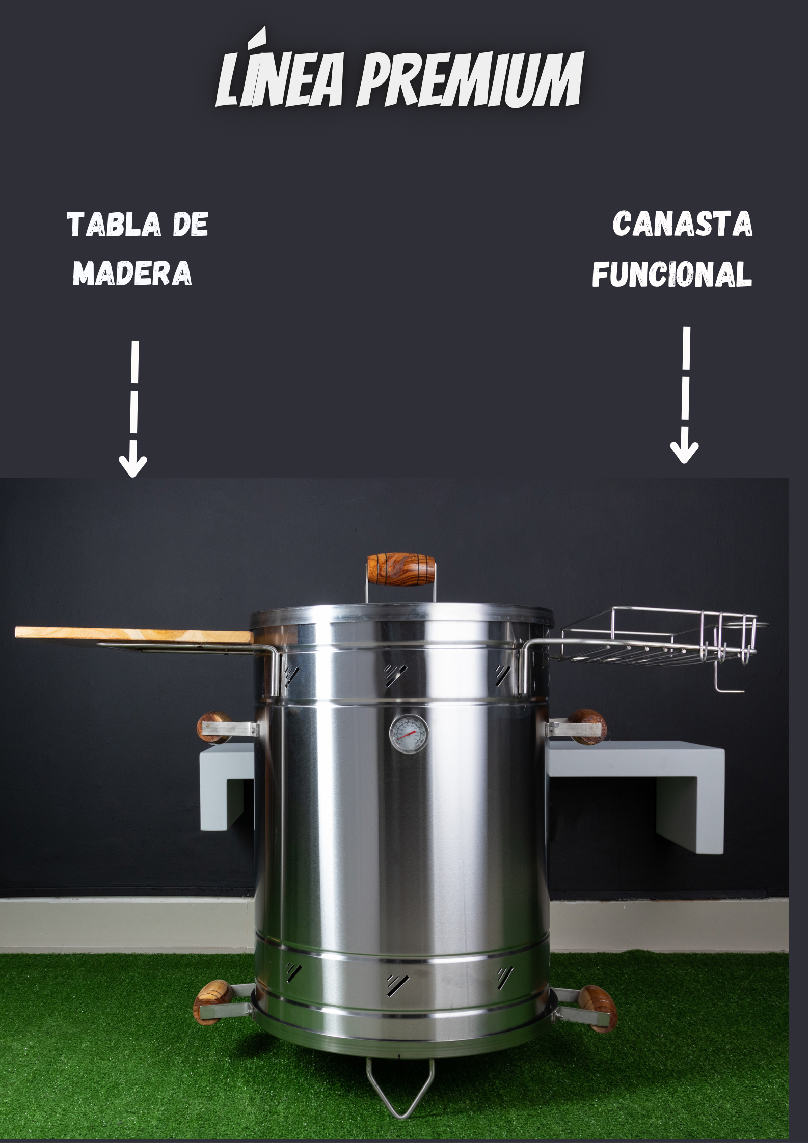 Asador tipo barril mini premium