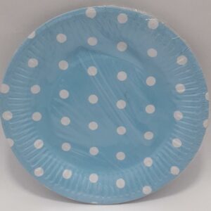 PLATO AZUL CLARO PUNTOS BLANCOS 18CM X