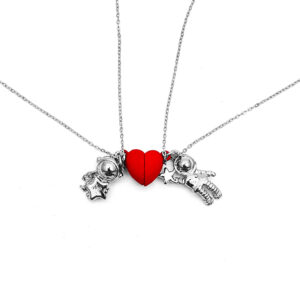 Collar Astronauta Pareja Cadena Acero