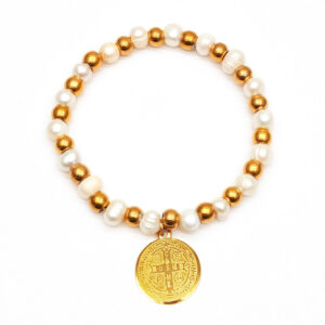 Pulsera San Benito Perla De Agua Acero