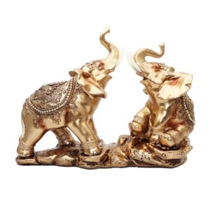 Elefante Dorado Duo Decoración Pareja