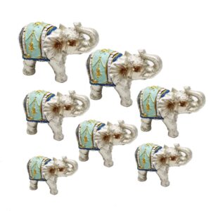 Elefante Plateado X 7 Vintage Decoración