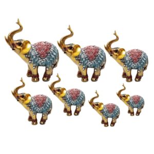 Elefante Dorado Azul X 7 Vintage Decorac