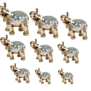 Elefante Plateado Verde X 9 Vintage