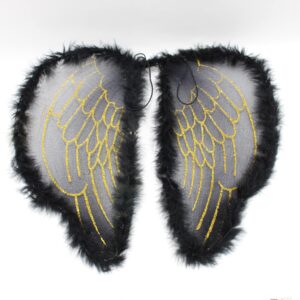 Alas de ángel escarchada negra dorada
