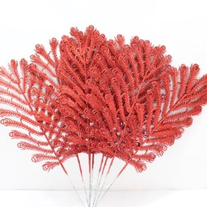 Flor Roja navideña escarchada hoja ondu