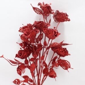 Flor Roja navideña estilo rosa x2