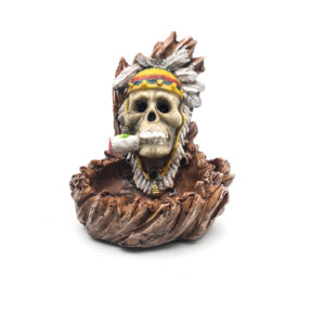 Cenicero Calavera Rasta Indio Pluma Blan