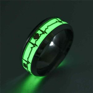 Anillo Cardiograma Luminoso Acero + Estu