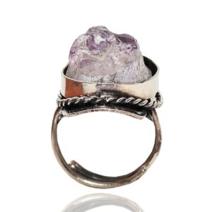 Anillo Cuarzo Amatista En Bruto Unisex
