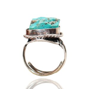 Anillo Cuarzo Turquesa En Bruto Unisex