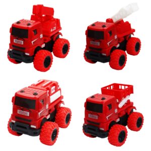 Carros Camión Bomberos De Impulso x 4pcs