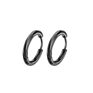 Aretes Candonga Lisa Acero Negra Unisex