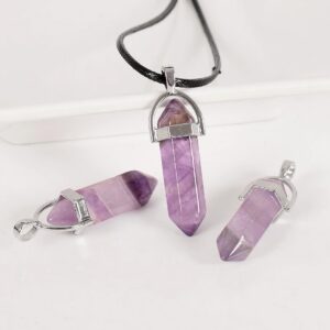 Collar Cuarzo Amatista Violeta + Estuche