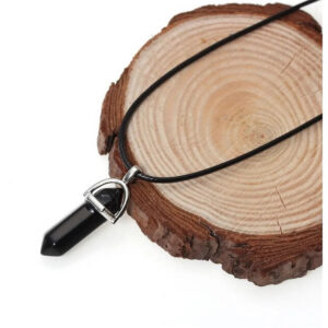 Collar Cuarzo Onix Negro Pendulo Energet