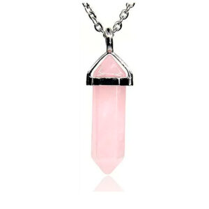 Collar Cuarzo Piedra Rosa Pendulo + Estu