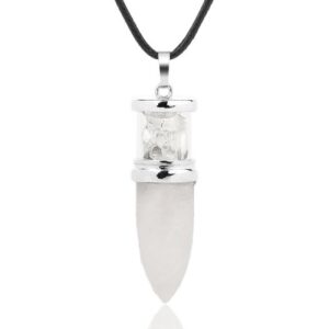 Collar Bala Pendulo Cuarzo Cadena Acero
