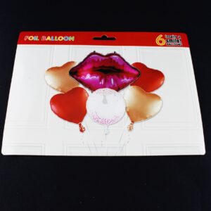 set de globos beso  y corazon x6 pcs