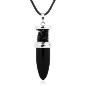 Collar Cuarzo Onix Piedra Natural Pendul