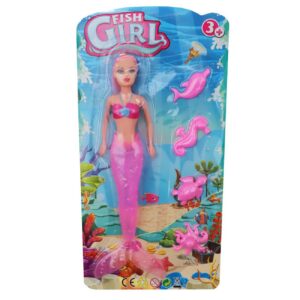 Muñeca Princesa Sirena Rosa Luces Niña