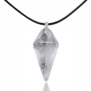 Collar Péndulo Cuarzo Cristal Cuero Estu
