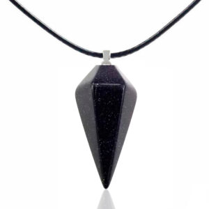 Collar Péndulo Cuarzo lluvia plata Cuero