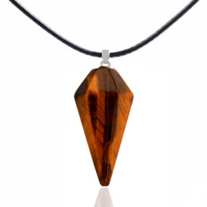 Collar Péndulo Cuarzo Cuero Ojo De Tigre