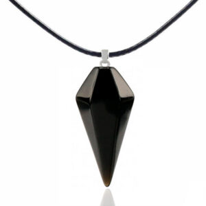 Collar Péndulo Cuarzo Onix Cuero