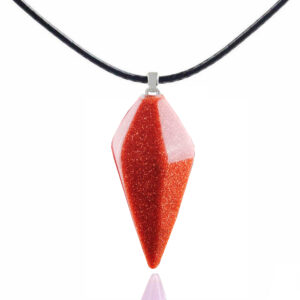 Collar Péndulo Cuarzo Lluvia Oro Cuero