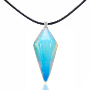 Collar Péndulo Cuarzo Piedra Luna Cuero