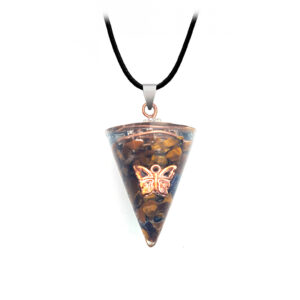 Collar Orgonita Mariposa Ojo De Tigre Cu