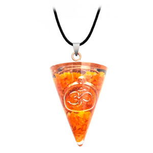 Collar Om Cuarzo Orgonita Naranja Protec
