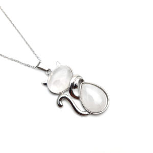 Collar Gato Cuarzo Blanco